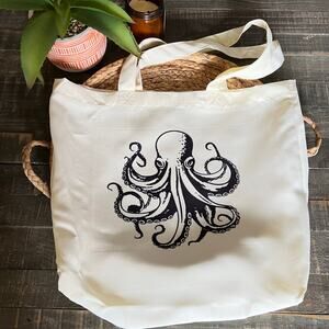 Octopus Tote Bag, Ocean Tote Bag, Sea Life Book Bag